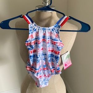 REEL LEGENDS RED WHITE BLUE AMERICANA ONE PIECE SWIMSUIT SZ 2T VACATION CRUISE